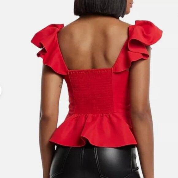 Express - Red Ruffle Statement Blouse - NWT Size M - Picture 5 of 5